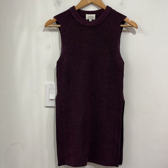 Aritzia Wilfred Palmier Wool Sleeveless Knitted Top Tunic Sweater in Burgundy XS - Picture 3 of 10